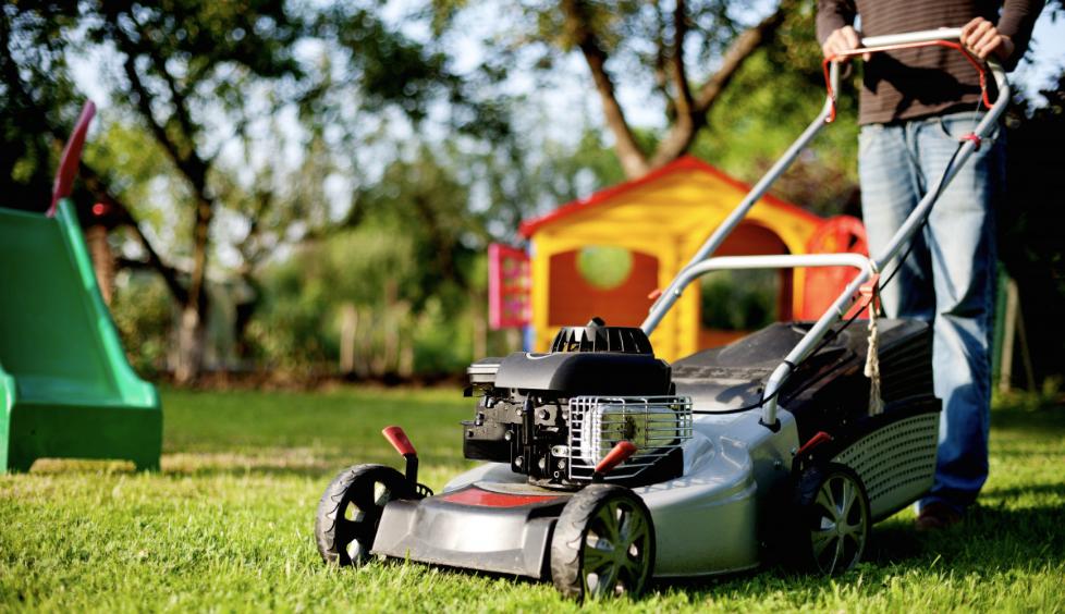 Cutting Grass at Cottage